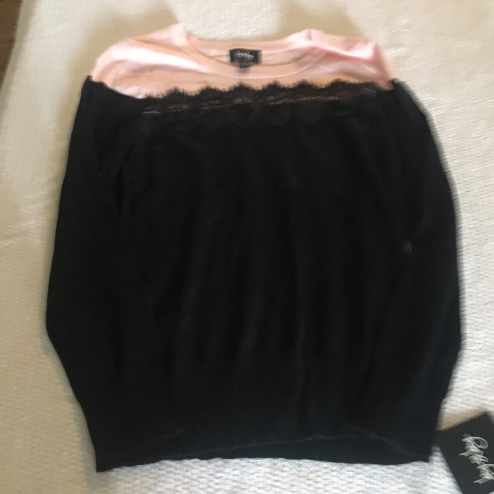 Pink and black juniors size large light sweater